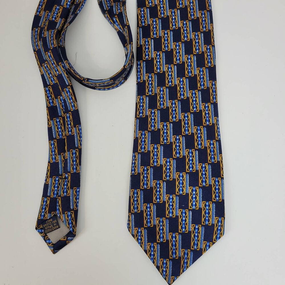 Richel Mens Neck Tie One Size Blue Yellow Pattern Handmade in Spain Business